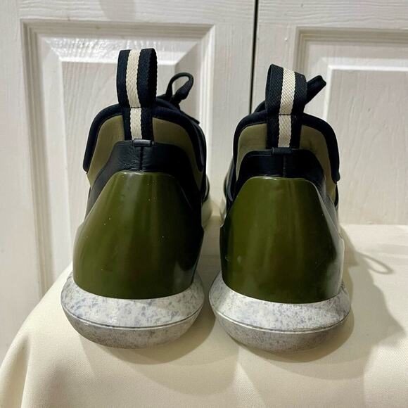 BALLY MEN SHOES NEOPRENE OLIVE GREEN/BLACK LEATHER MADE IN ITALY Sz 13 ICONIC - Picture 11 of 16